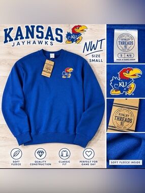 Kansas Jayhawks Women’s Fleece Crewneck Sweatshirt – Size Small – NWT
